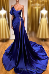 Designer Royal Blue Long Mermaid Semi Formal Prom Dress With Split On Sale